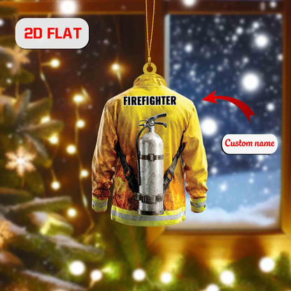 Custom 2D Flat Firefighter Ornament, Personalized Acrylic Christmas Ornament with Name, Fireman Holiday Gift, First Responder Tree Ornament