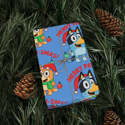 Cartoon Christmas Wrapping Paper, Merry Pawsmas Gift Wrap for Kids, Cute Dog Holiday Gift Wrap, Cartoon Christmas Paper, Kids Wrap Sheet