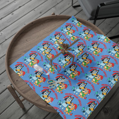 Cartoon Christmas Wrapping Paper, Merry Pawsmas Gift Wrap for Kids, Cute Dog Holiday Gift Wrap, Cartoon Christmas Paper, Kids Wrap Sheet