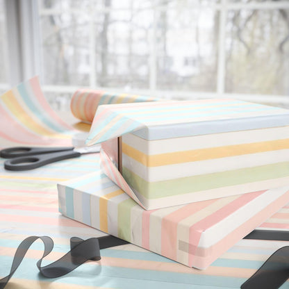 Pastel Striped Wrapping Paper, Rainbow Gift Wrap for Birthday, Baby Shower, Wedding, Holiday, Cute Colorful Aesthetic Gift Wrap Sheets