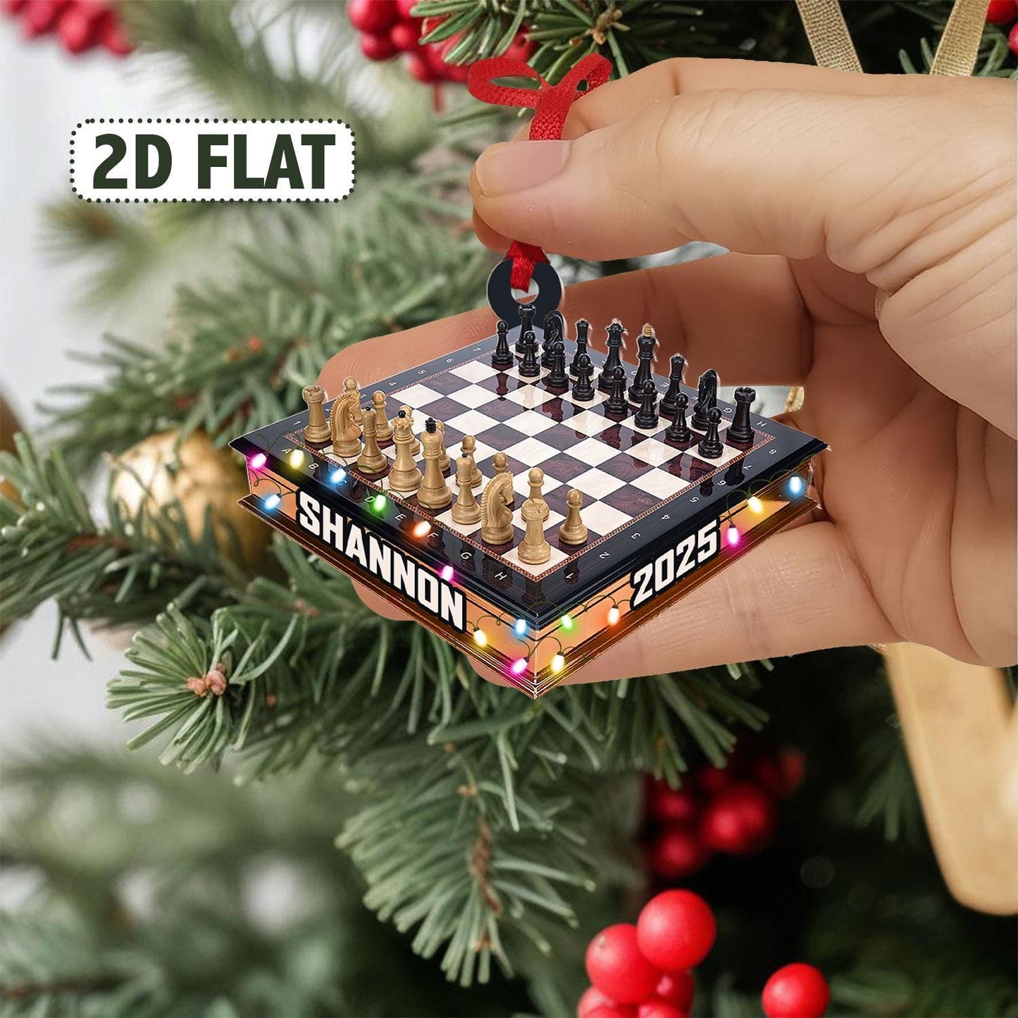 Personalized Chess Board Ornament, Custom Chess Player Gift, Chess Lover Christmas Decor, Chess Club Gift