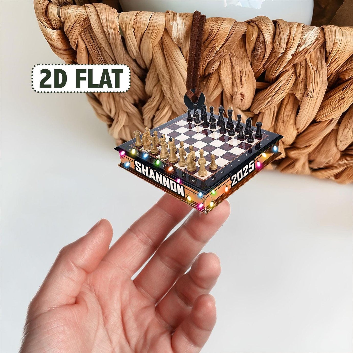 Personalized Chess Board Ornament, Custom Chess Player Gift, Chess Lover Christmas Decor, Chess Club Gift