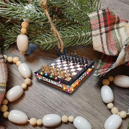 Personalized Chess Board Ornament, Custom Chess Player Gift, Chess Lover Christmas Decor, Chess Club Gift