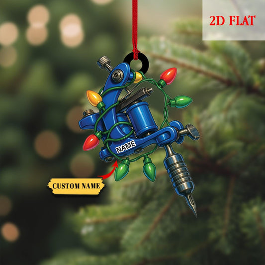 Personalized Tattoo Artist Christmas Ornament, Tattoo Machine & Ink Cart Ornaments, Tattoo Lovers Gift, Tattoo Studio Xmas Tree Decor Gift