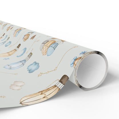 Watercolor Hot Air Balloon Wrapping Paper: Whimsical Adventure, Boys Gift Wrap