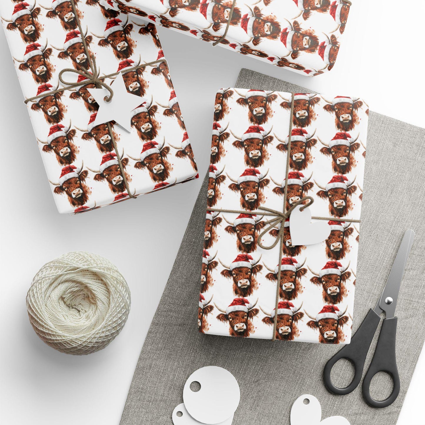 Christmas Highland Cow Wrapping Paper Roll Christmas Holiday Gift Wrap Paper Gift Wrapping Paper
