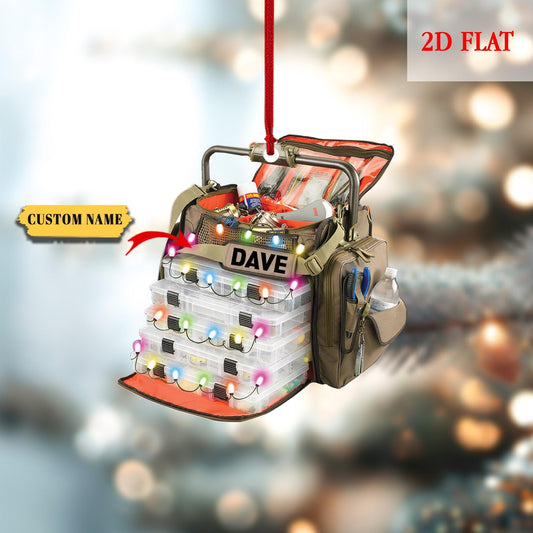 Personalized Fishing Gear Ornament, Gift for Fishing Lovers, Fishing Ornament for Dad, Fisherman Ornament, Christmas Ornament gift for him