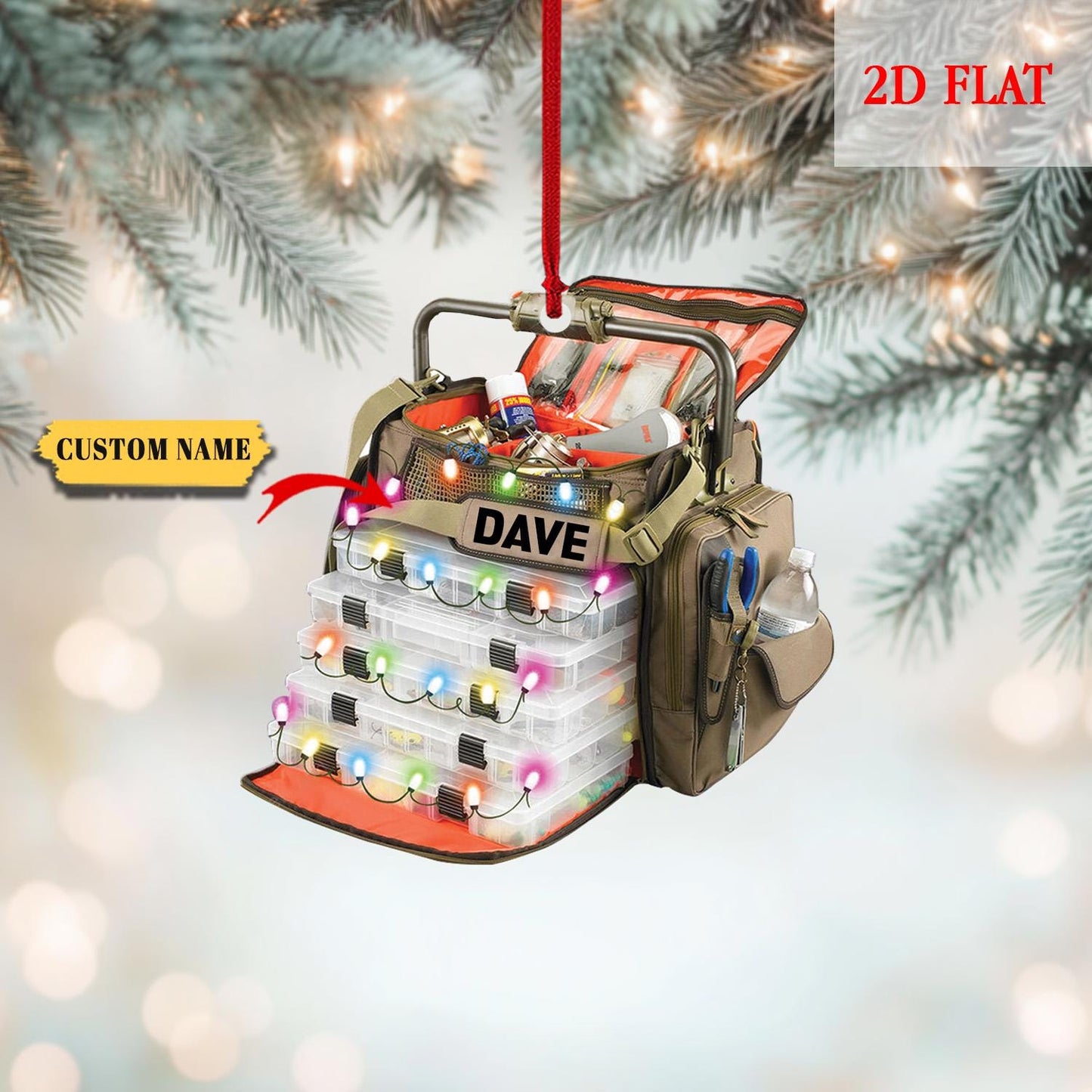 Personalized Fishing Gear Ornament, Gift for Fishing Lovers, Fishing Ornament for Dad, Fisherman Ornament, Christmas Ornament gift for him