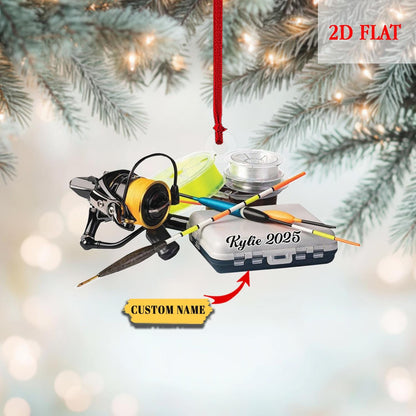 Personalized Fisherman 2D Flat Acrylic Ornament, Bass Fishing Christmas Ornament, Gift for Fishing Lovers, Fishing Ornament for Dad, Him