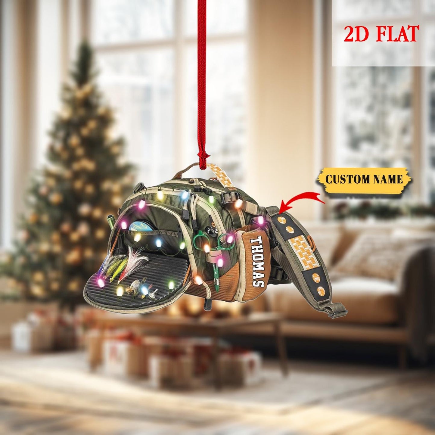 Personalized Fishing Gear Christmas Ornament, Christmas Gift For Fisher, Gift for Fishing Lovers, Fishing Ornament for Dad, Fisherman Gift