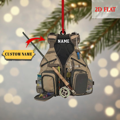 Personalized Fishing Gear Ornament, Gift for Fishing Lovers, Fishing Ornament for Dad, Bass Fishing Christmas Ornament, Lake Life Ornament