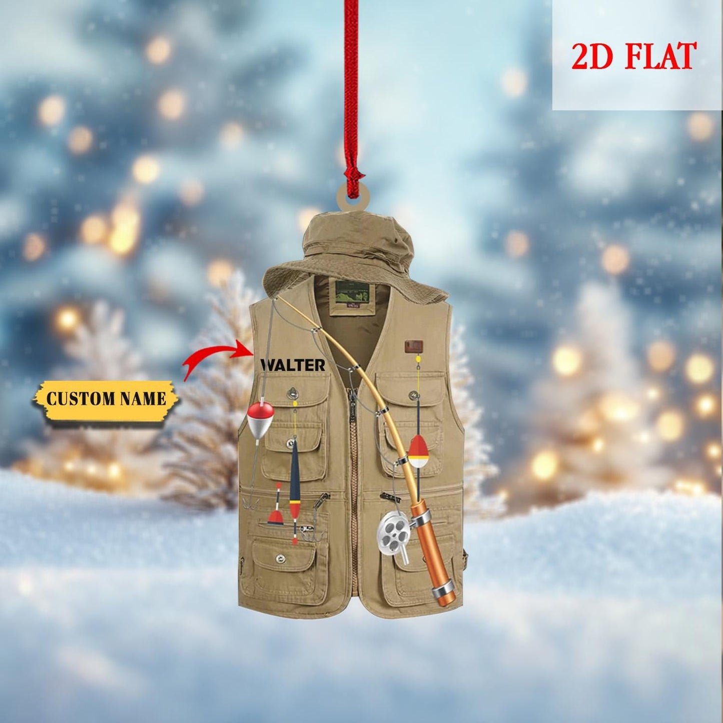 Personalized Fishing Tools Keepsake, Fishing Lovers Gifts, Bass Fishing Christmas Ornament, Gift for Fishing Lovers, Fishing Ornament