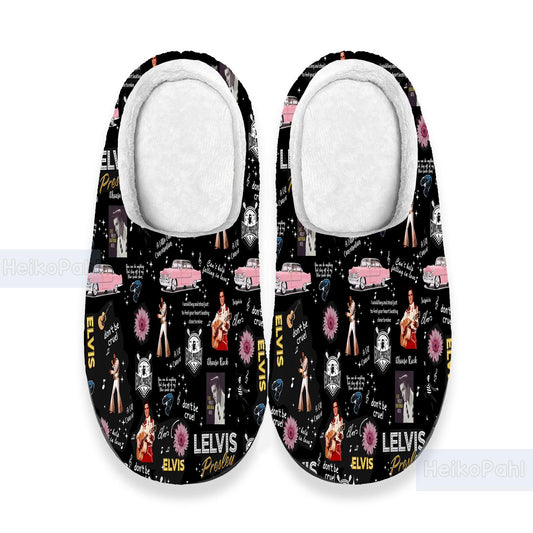 King of rock n roll Elvis Presley 3D All Over Print Slipper, Lightweight Rubber Sole, Custom Rubber Slipper, Winter Slipper, Cotton Slipper