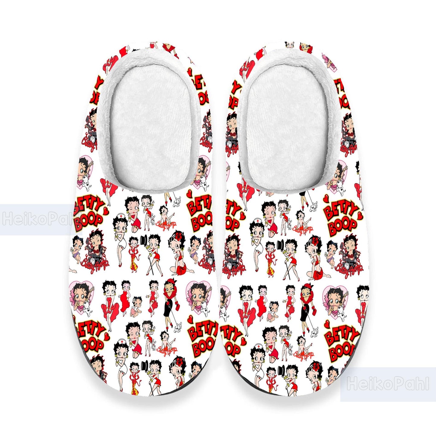 Betty Boop Cartoon 3D All Over Print Indoor Slippers, Winter Slippers, Custom Rubber Slippers, Lightweight Rubber Sole, Cotton Slipper