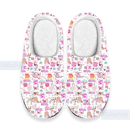 Dolly Parton Music 3D All Over Print Indoor Slippers, Custom Rubber Slippers, Winter Slippers, Lightweight Rubber Sole, Cotton Slipper