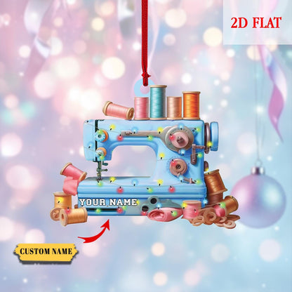 Personalized Sewing Machine 2D Flat Acrylic Ornament, Seamstress Gift, Quilting Studio Decor, Christmas Gift for Sewing Lovers, For Mom