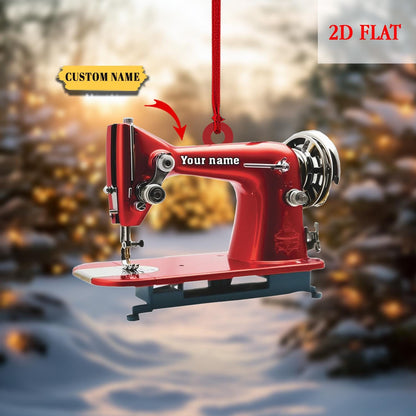 Personalized Sewing Machine 2D Flat Acrylic Ornament, Christmas Gift for Sewing Lovers, Quilting Studio Decor, Crafting Hobby Xmas Gift