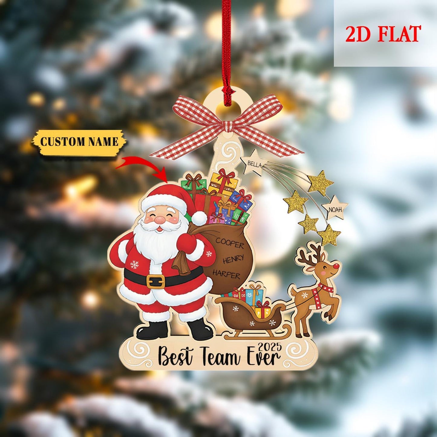 Pesonalized Best Team Ever Ash Wood Ornament, Coworker Ornament, Work Bestie Friends Gift, Team Gift for Employees, Appreciation Gifts