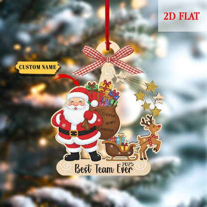 Pesonalized Best Team Ever Ash Wood Ornament, Coworker Ornament, Work Bestie Friends Gift, Team Gift for Employees, Appreciation Gifts