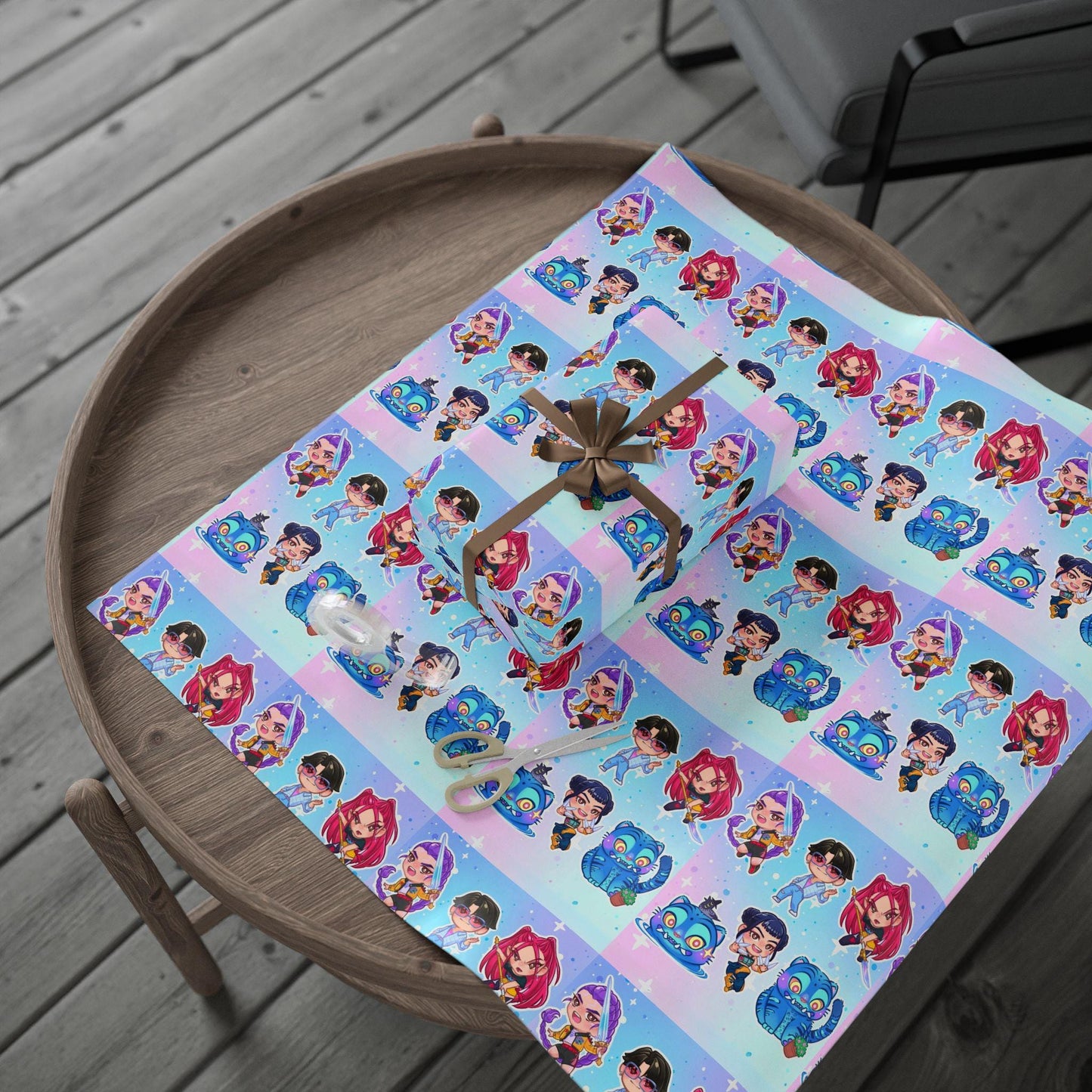 Kpop Demon Hunters | Huntrix and Derpy | Christmas Wrapping Papers, Tiger Design, Holiday Gift Wrap, Gift Wrap, Derpy Tiger Gift Wrap