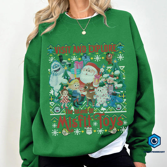 Rudolph The Red Nosed Reindeer Shirt | Vacation On Island Movie Xmas Sweatshirt | Christmas Shirt | Misfits Boy Ugly Christmas Sweatshirt