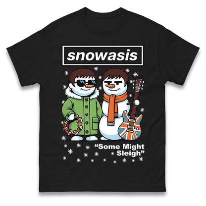 Snowasis Some Might Sleigh Christmas Jumper, Funny xmas Music Band Spoof Hoodie, Music Lovers Christmas T shirt, Snowman Singers Band Top