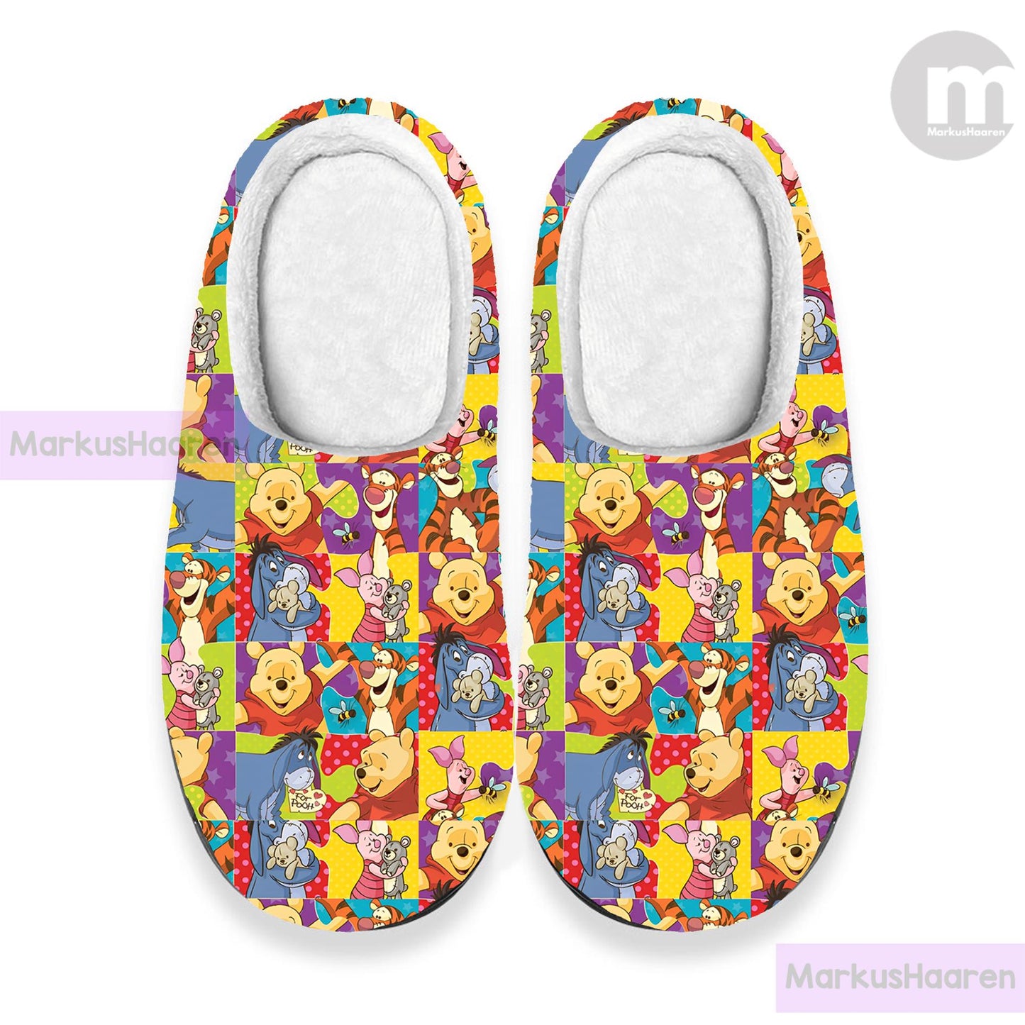 Winnie The Pooh Cartoon 3D All Over Print Indoor Slipper, Winter Slipper, Custom Rubber Slipper, Cotton Slipper, Christmas Slippers