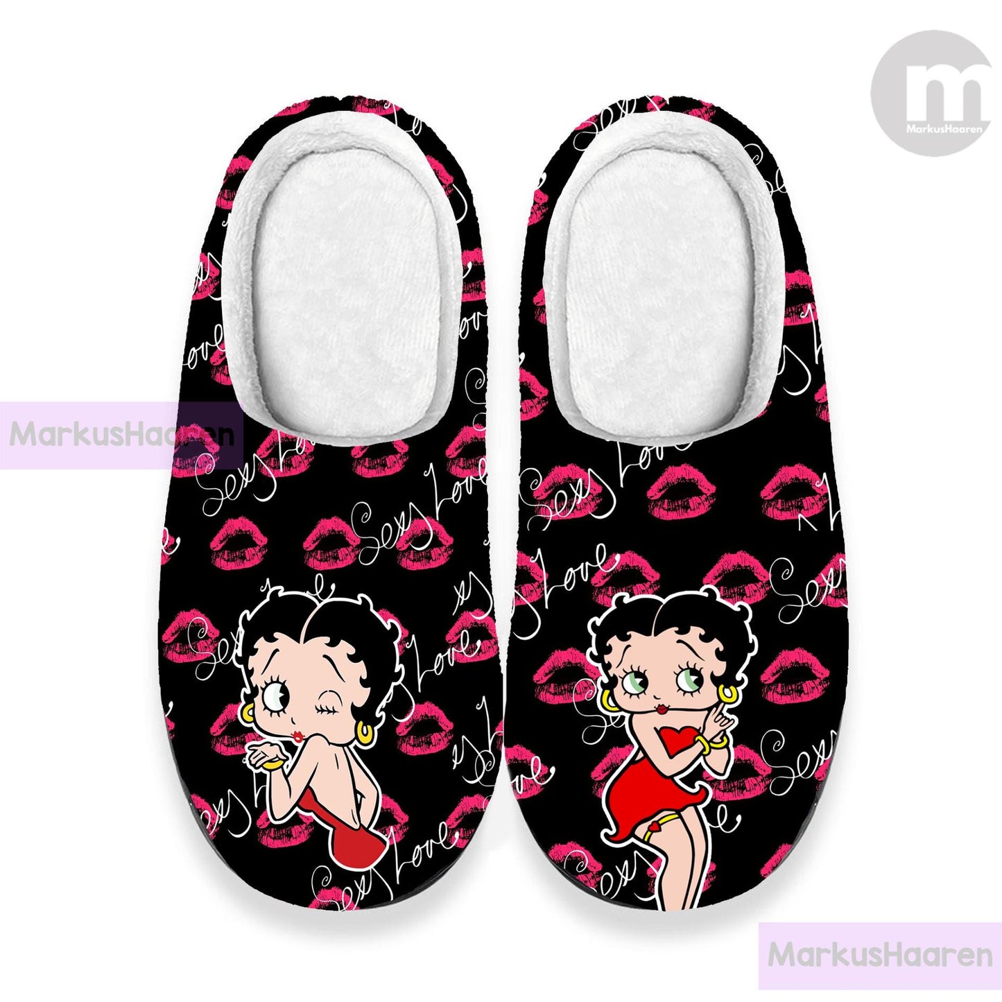 Personalized Name Betty Boop 3D All Over Print Slipper, Winter Indoor Slipper, Custom Rubber Slipper, Cotton Slipper, Christmas Slippers