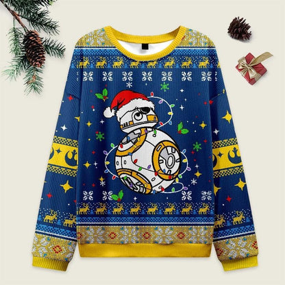 BB-8 Ugly Christmas Sweater, StarWars Christmas Sweater, Droid Xmas Holiday Gift, Robot Superhero Sweatshirt, Galaxy's Edge Shirt