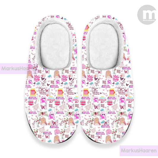 Personalized Dolly Parton Music 3D All Over Print Indoor Slipper, Custom Rubber Slipper, Winter Slipper, Cotton Slipper, Christmas Slippers