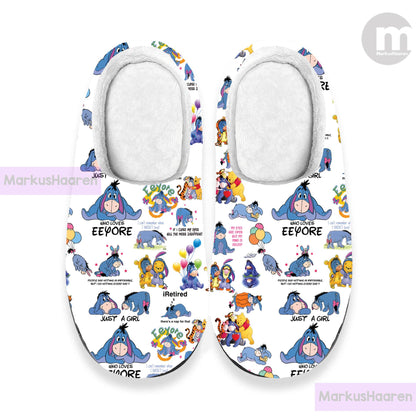Personalized Winnie The Pooh Eeyore 3D All Over Print Slipper, Winter Slipper, Cotton Slipper, Custom Rubber Slipper, Christmas Slippers