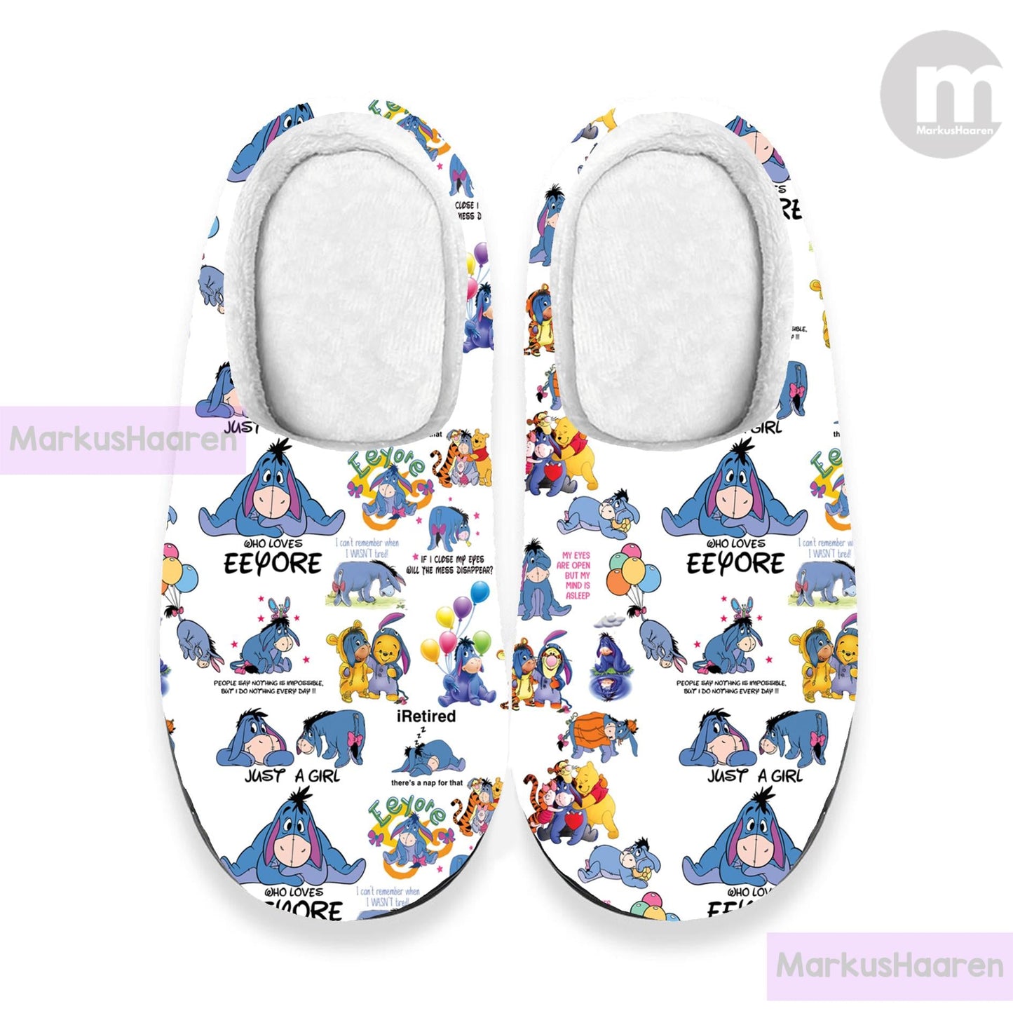 Personalized Winnie The Pooh Eeyore 3D All Over Print Slipper, Winter Slipper, Cotton Slipper, Custom Rubber Slipper, Christmas Slippers