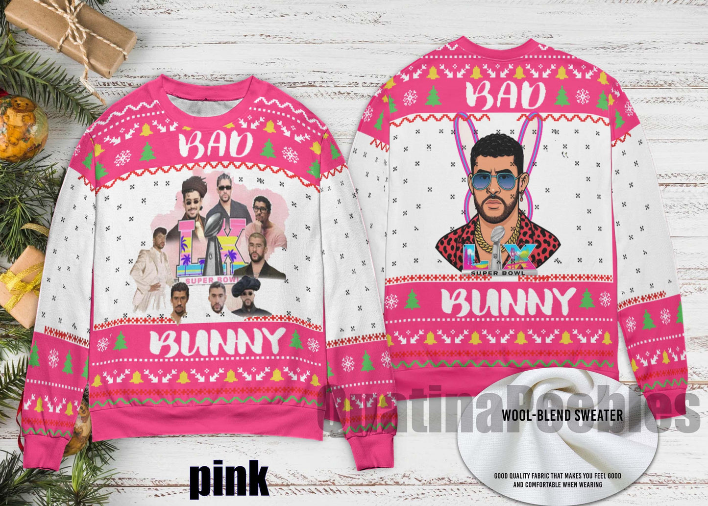 Bad Bunny Bowl 2026 Halftime Show Christmas Sweater, Bad Bunny Ugly Christmas Sweater, Benito Bowl Sweater for Family,Christmas Ugly Sweater