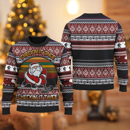 Hockey Checking It Once Checking It Twice Ugly Christmas Sweater, Funny Sport Xmas Sweatshirt, Hockey Christmas Gift For Men Women Kid