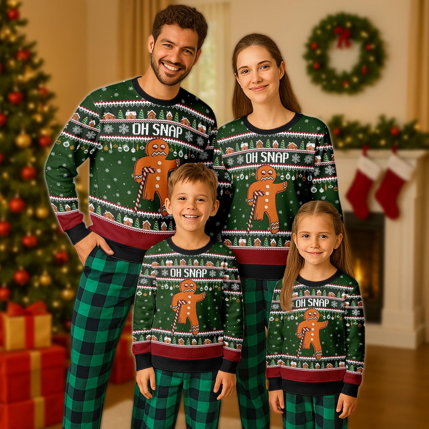 Oh Snap Gingerbread 3D Ugly Christmas Sweater, Gingerbread Xmas Sweatshirt, Funny Food Christmas Gift for Men Women, Gingerbread Sweater