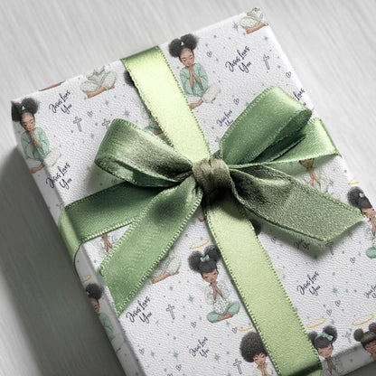 Praying Little Black Angel Wrapping Paper: Perfect for Baby Showers, Birthdays, Parties, Gift Wrap, and Celebrations, Biblical Gift Wrapping