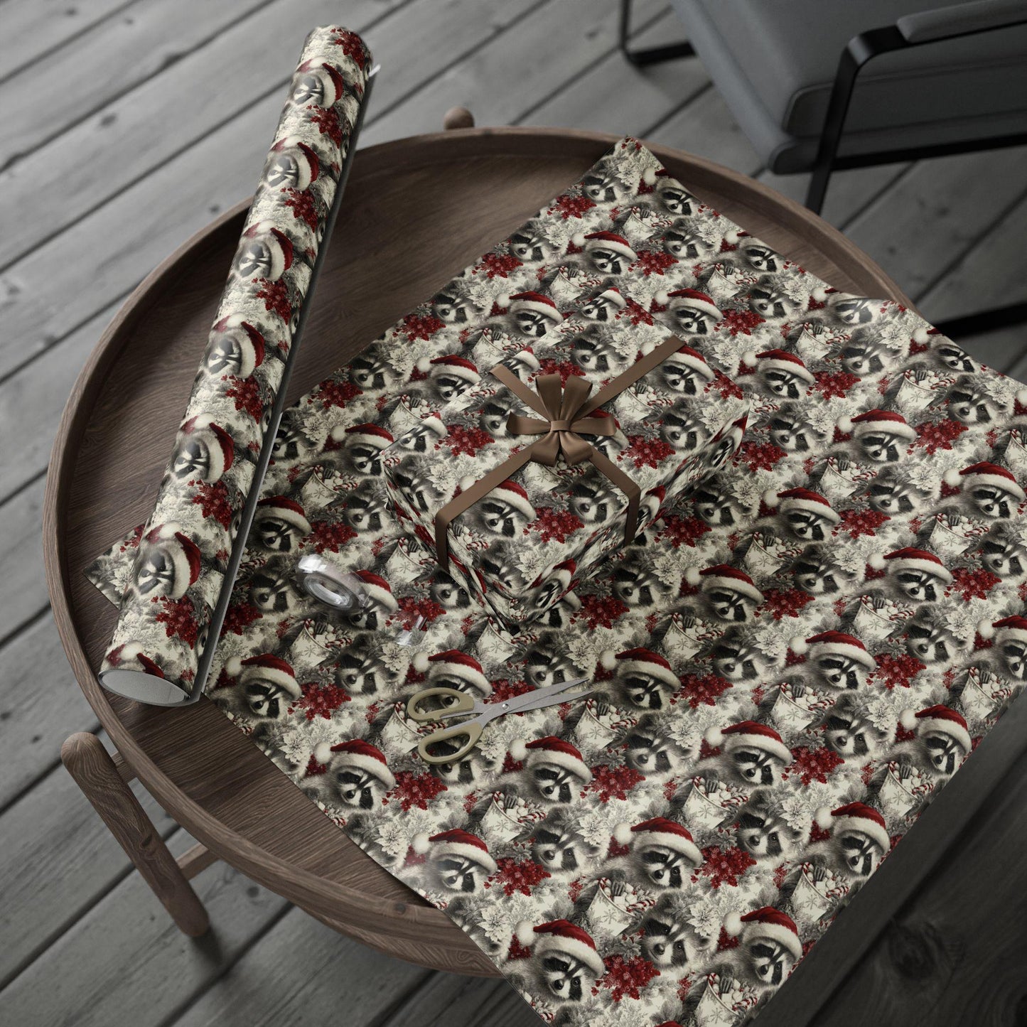 Christmas Raccoon Wrapping Paper: Funny Christmas Gift Paper, Perfect for Men Gift, Birthdays, Parties, Gift Wrap, and Festival Celebrations