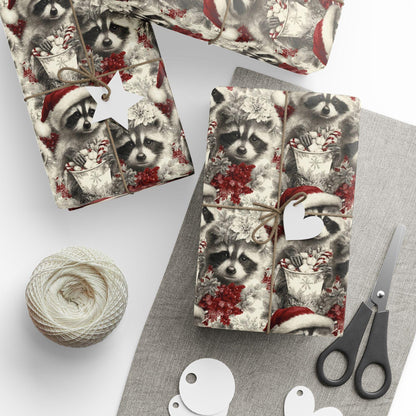 Christmas Raccoon Wrapping Paper: Funny Christmas Gift Paper, Perfect for Men Gift, Birthdays, Parties, Gift Wrap, and Festival Celebrations