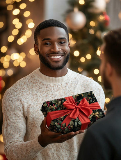 Christmas Holly Wrapping Paper - Traditional Holiday Gift Wrap, Modern Christmas Wrapping, Festive Present Wrapping, Unique Gift Giving