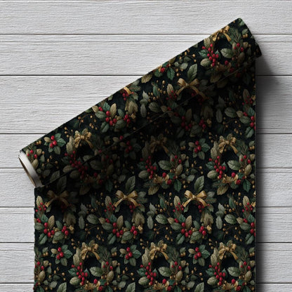 Christmas Holly Wrapping Paper - Traditional Holiday Gift Wrap, Modern Christmas Wrapping, Festive Present Wrapping, Unique Gift Giving