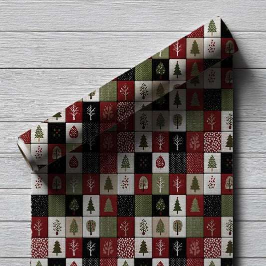 Christmas Patchwork Wrapping Paper: Modern Christmas Wrapping, Festive Present Wrapping, Unique Christmas Gift Giving, Cottagecore gift wrap