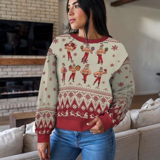 Funny Santa Christmas Sweater For Men Women, On The Seventh Day of Christmas Ugly Xmas Sweatshirt, Holiday Party Gift for Humor Lovers