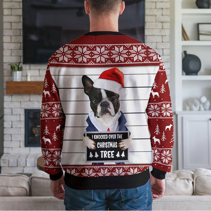Funny Dog Christmas Sweater For Men Women, I Knocked Over the Christmas Tree Holiday Sweatshirt Gift for Dog Lovers, Pet Humor Ugly Xmas Top