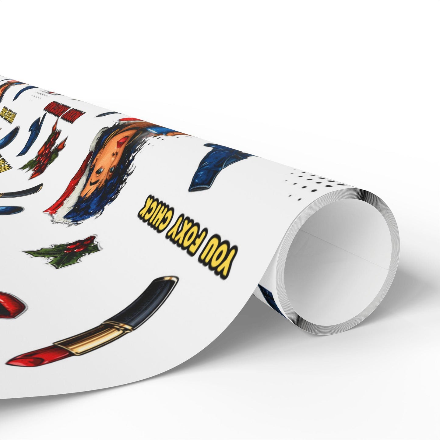 Female Pop Art Christmas Wrapping Paper - Perfect for Women gifting, Birthdays, Parties, Gift Wrap, and Celebrations, Unique Gift Giving
