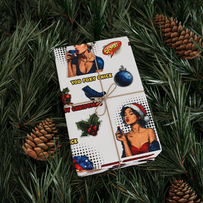Female Pop Art Christmas Wrapping Paper - Perfect for Women gifting, Birthdays, Parties, Gift Wrap, and Celebrations, Unique Gift Giving