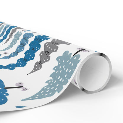 Blue Christmas Trees Wrapping Paper - Perfect for Baby Showers, Birthdays, Parties, Gift Wrap, and Celebrations,  Unique Gift Giving