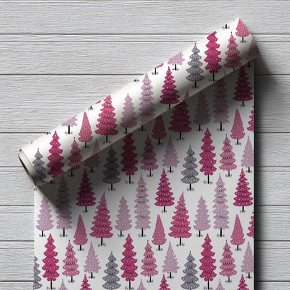 Pink Christmas Trees Wrapping Paper - Perfect for Baby Showers, Birthdays, Parties, Gift Wrap, and Celebrations,  Unique Gift Giving