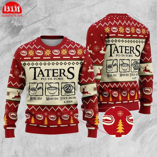 Taters Potatoes Ugly Christmas Sweater, Lord of the Rings Christmas Sweater, LOTR Fans Sweater, Christmas Gift Sweatshirt, Xmas Ugly Sweater