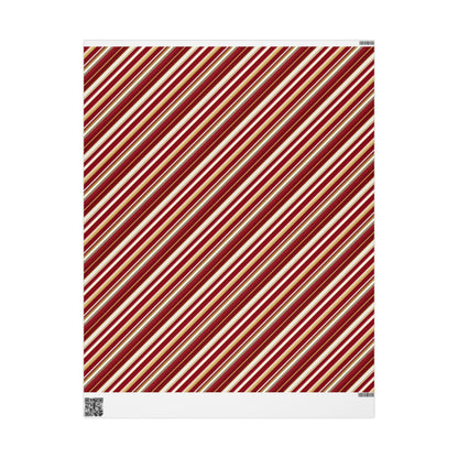 Vintage Christmas Wrapping Paper Red Gold Stripes | Paper Rolls Classy Gift Wrap | Elegant Holiday Packaging | Luxury Festive Gift Wrap