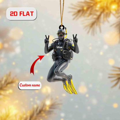Personalized Scuba Diver Ornament, Custom Name Christmas Decoration, Holiday Keepsake Gift for Diver, Ocean Lover Tree Ornament 2025